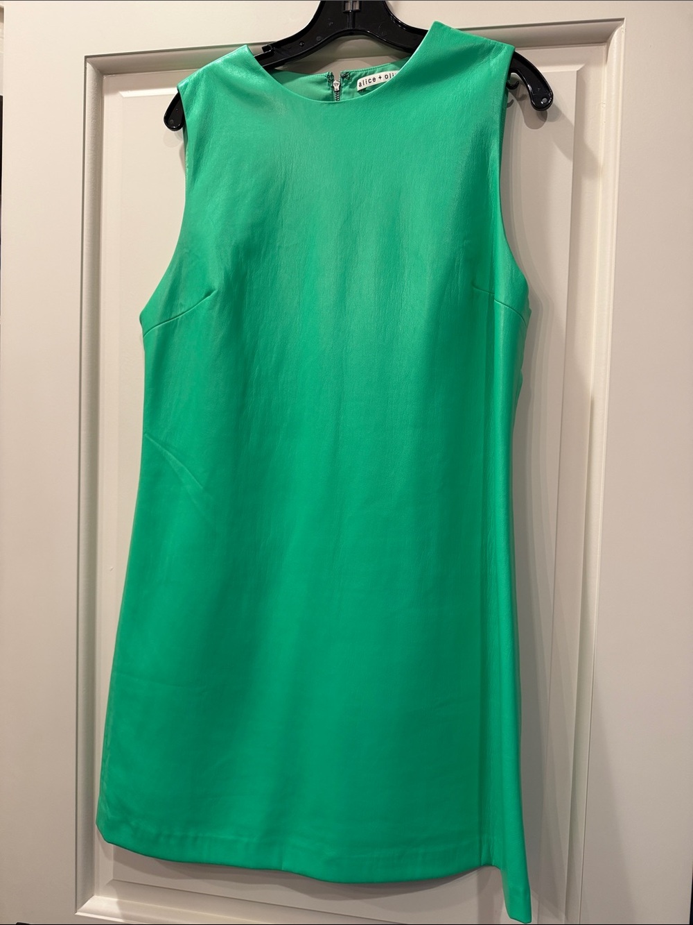 Alice + Olivia Sleeveless Faux Leather Emerald Green Shift Tunic